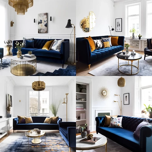 14. Koster_Crisp_white_walls_with_a_navy_blue_velvet_sofa_and_metal